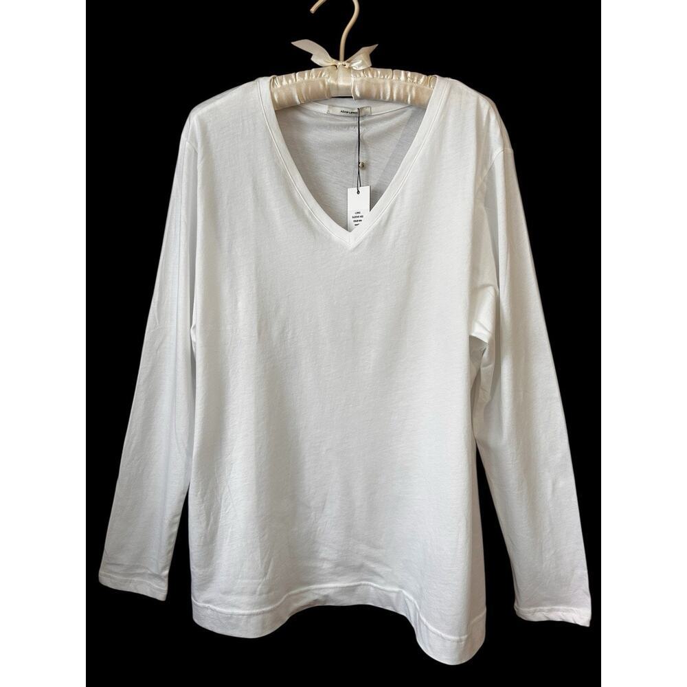 NWT Adam Lippes Women’s Long Sleeve White 100% Pima Cotton T-Shirt Size 3XL
